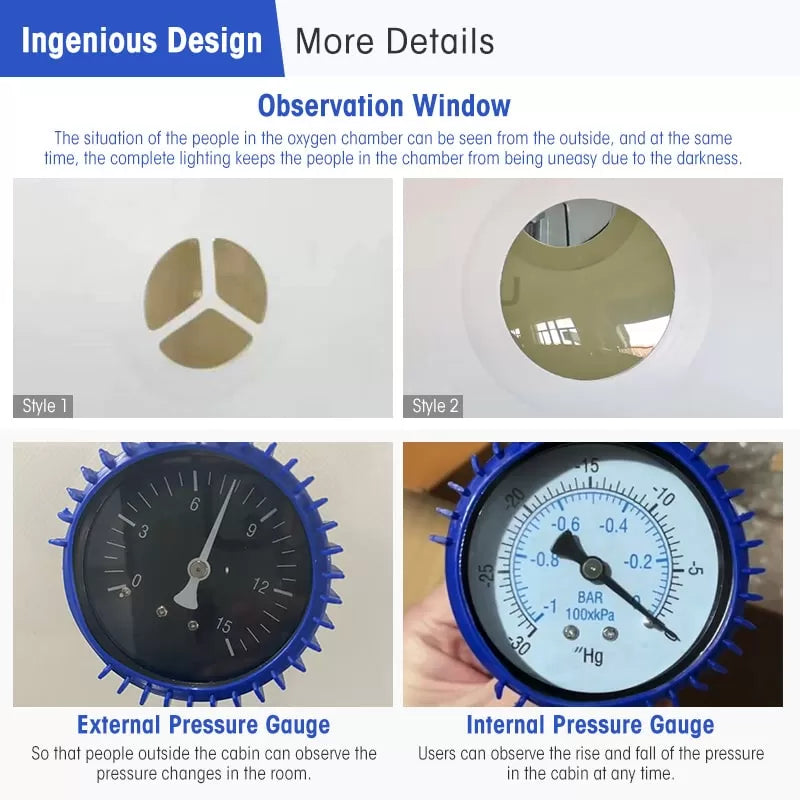 OxyAir 34″ Soft Shell Hyperbaric Oxygen Chamber With Sturdy Base – Premium Home & Wellness HBOT System