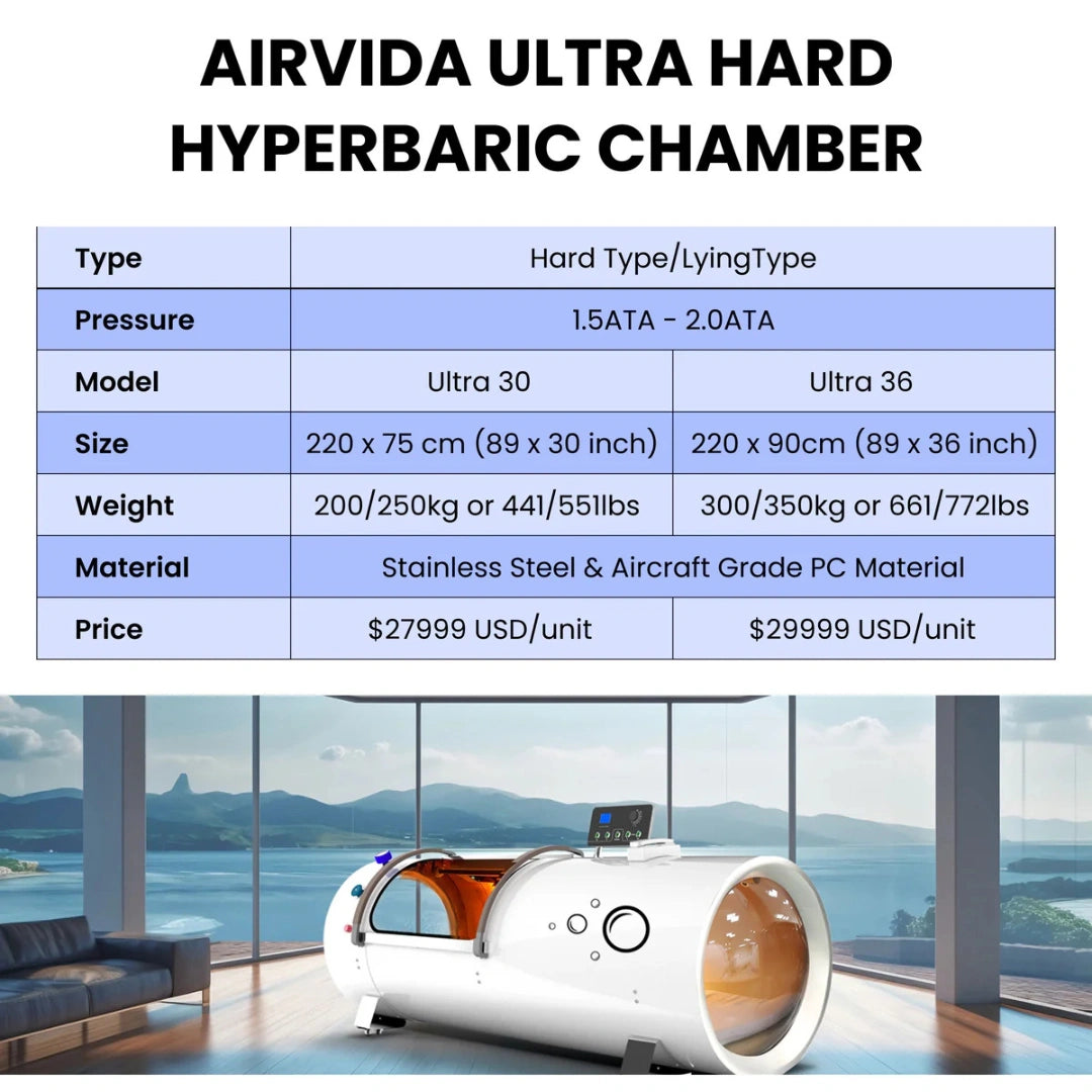 Airvida Ultra Hard Shell Lying Hyperbaric Chamber 1.5–2.0 ATA – High‑Pressure HBOT for Home & Clinic