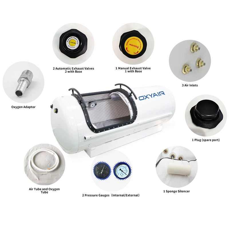 OxyAir 30″ Hard Shell Hyperbaric Oxygen Chamber 2.0ATA – Medical Center High-Flow HBOT System